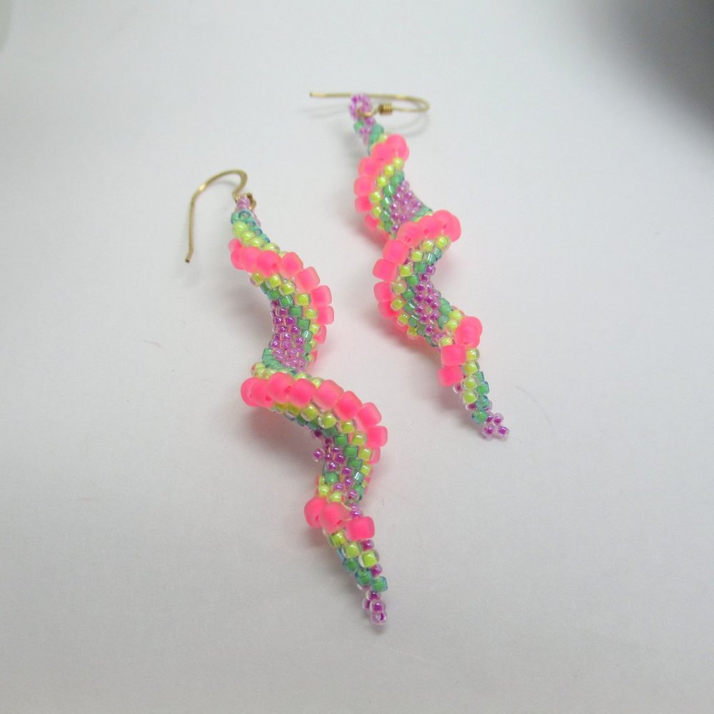 Hand Stitched Spiral earrings - Picture 2 of 10